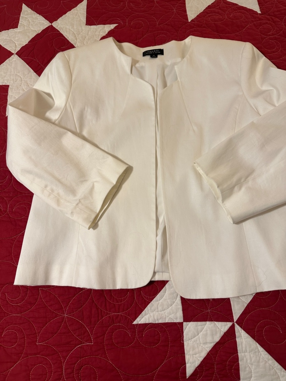Tahari Open-Front Collarless Blazer